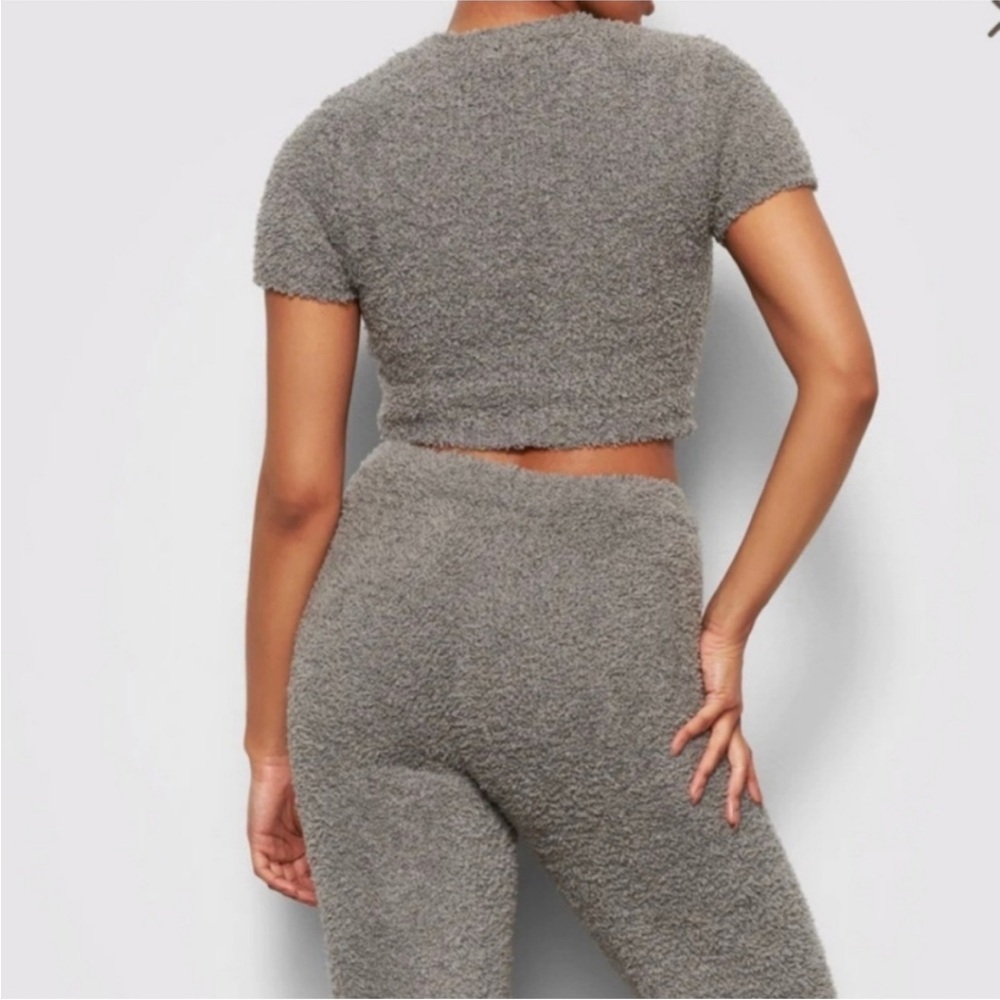 SKIMS Cozy Knit Teddy Crop Top Short Sleeve Gray Size XXS/XS - Picture 9 of 9